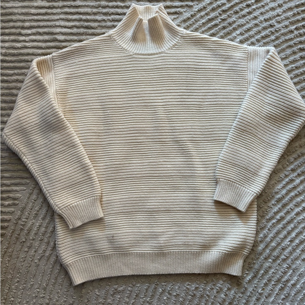 Brandon Maxwell Cozy Cream Turtleneck Sweater